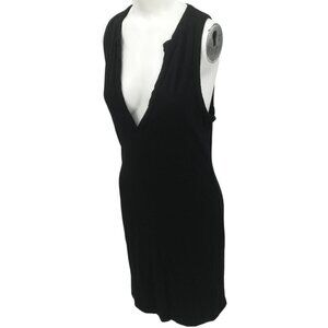 Standard James Perse Black Knit Sleeveless Deep V Neck Dress Size 3 L Knee